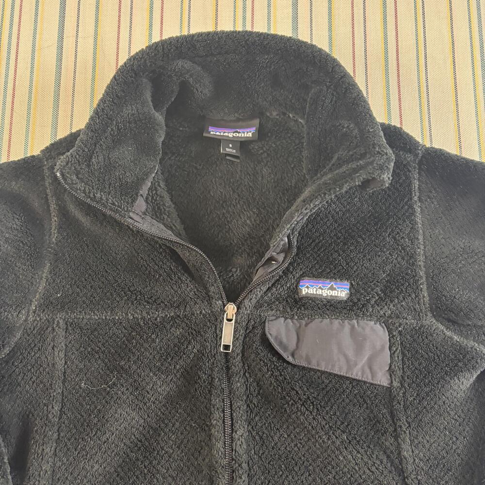 Patagonia Fleece Jacket Womens Small Black Full Zip Thermal Pockets Outdoor